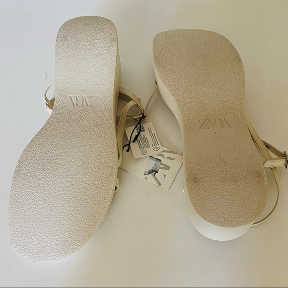 Zara NWT Cream Strappy Platform Sandals - Picture 6 of 7